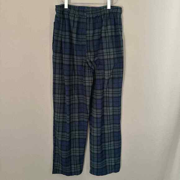 Green Plaid Fleece Lounge Pants Soft Touch Drawstring Waist Men's L - Picture 2 of 6